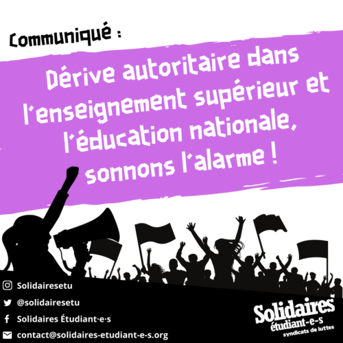 Dérive autoritaire dans l&rsquo;enseignement supérieur et l&rsquo;éducation nationale, sonnons l&rsquo;alarme !