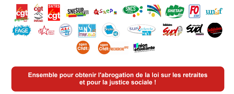 Ensemble pour obtenir l&rsquo;abrogation de la loi sur les retraites et pour la justice sociale !